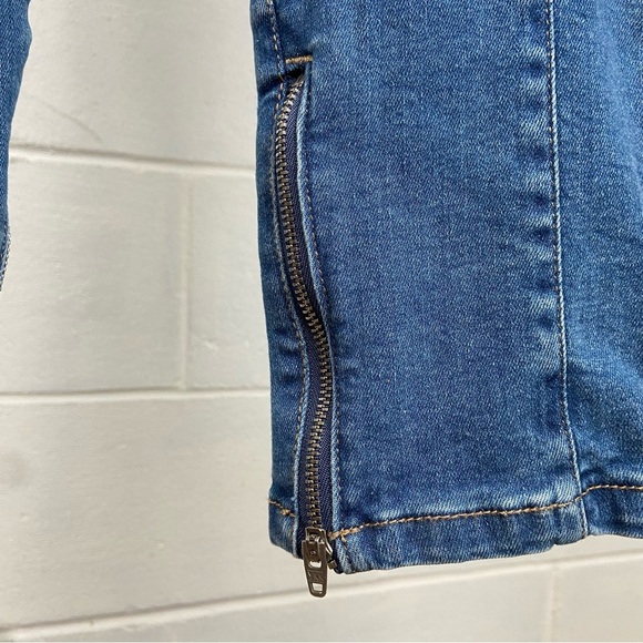 NWT We‎ the Free Bella Moto Mid Rise Skinny Side-Zipped Ankle Jeans in Prophecy - Picture 6 of 14